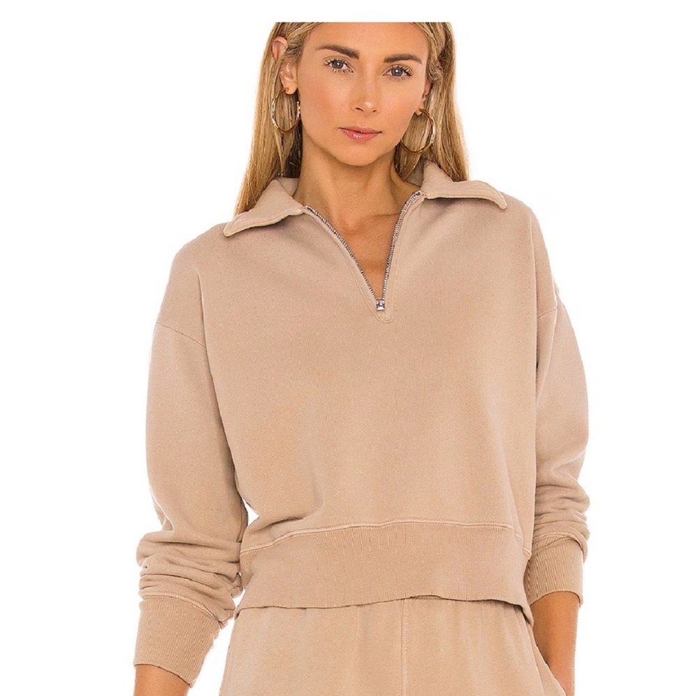 Re/Done x Hanes Classic 70s Half Zip Faded Khaki XS quarter zip
